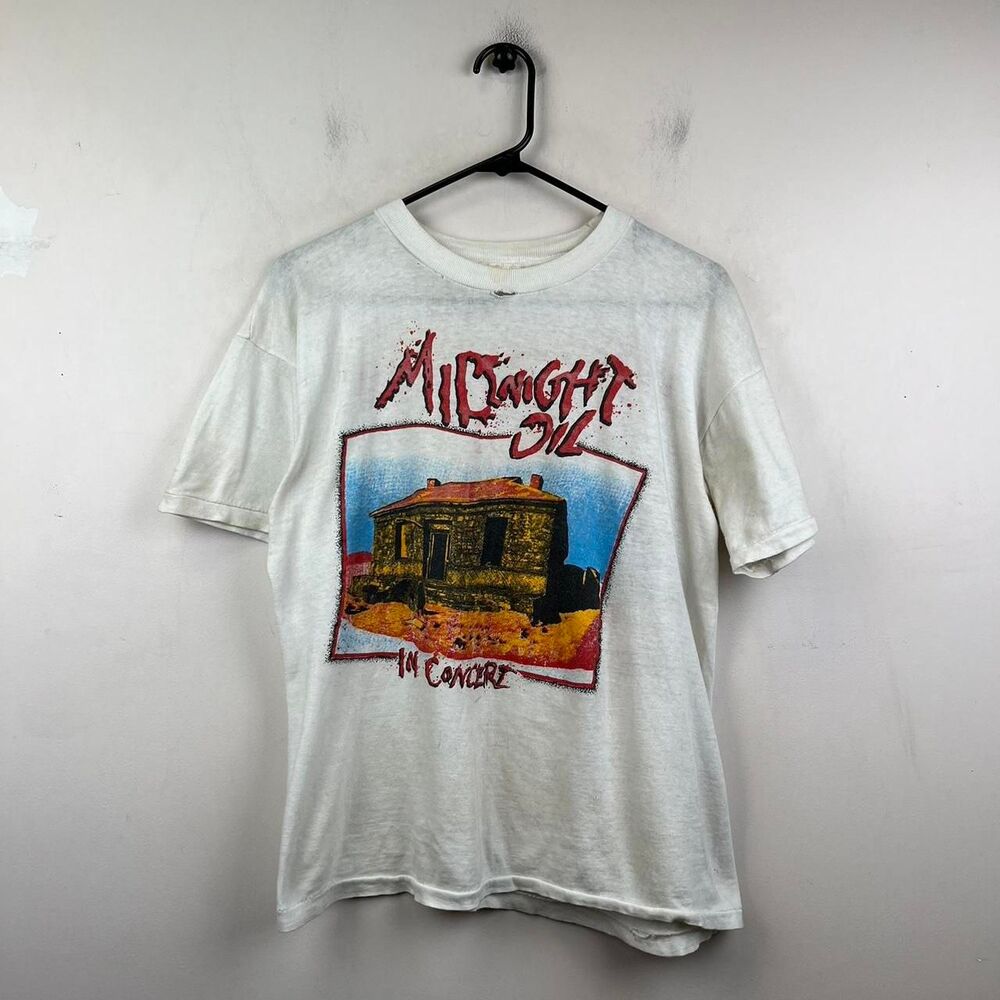 Vintage Midnight Oil Band Tour With Distressed Details Size L